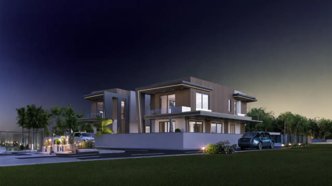 Bahçeyaka Villa Projesi, akşam aydınlatmalı villalar